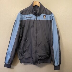 Macron West Ham United F.C. Men's Track Jacket Gray Blue Soccer Sz XL ( L) READ